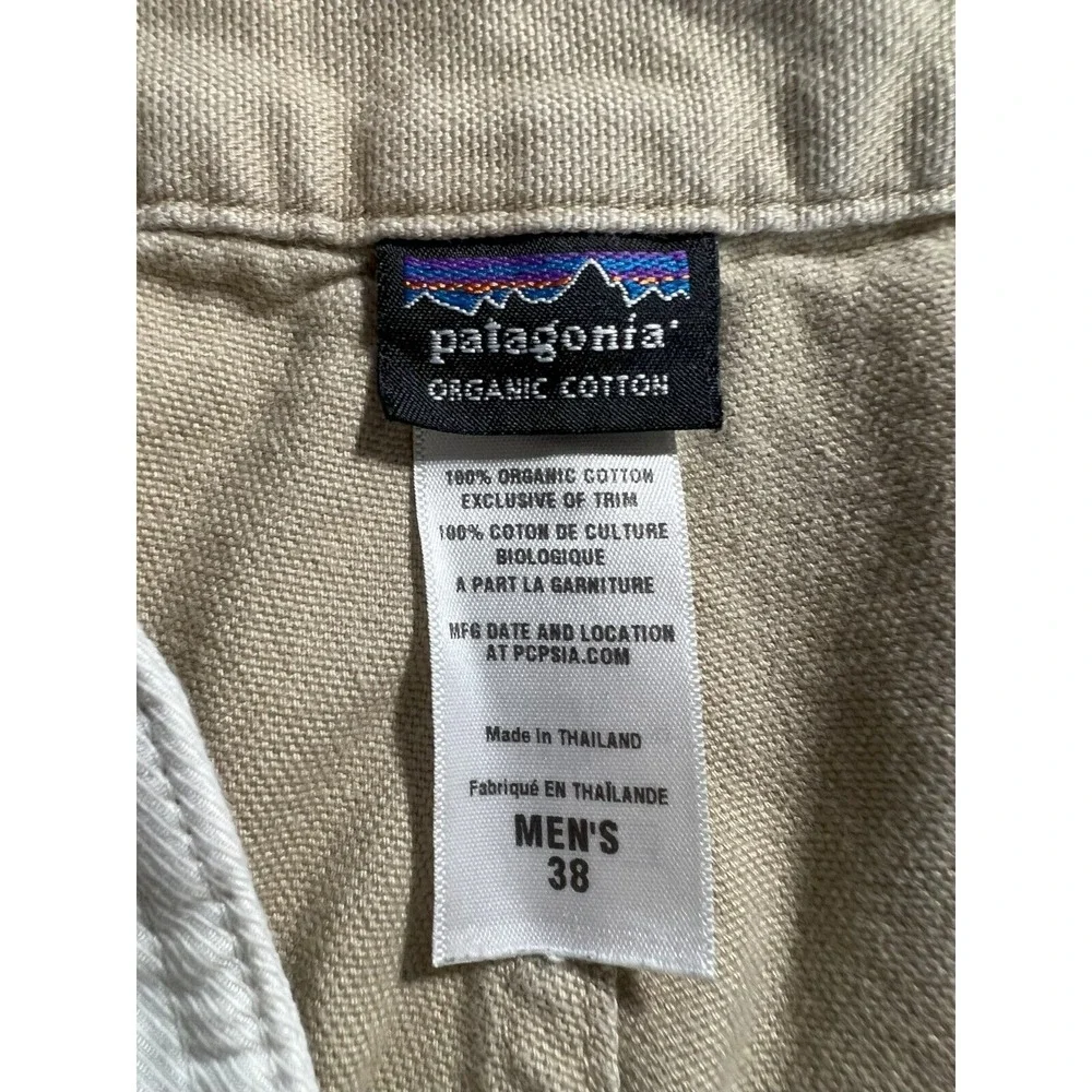 PATAGONIA Organic Cotton Pant Men 38 (35x29 Actual) Tan Khaki Chino Straight Leg